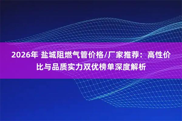 2026年 盐城阻燃气管价格/厂家推荐：高性价比与品质实力双优榜单深度解析